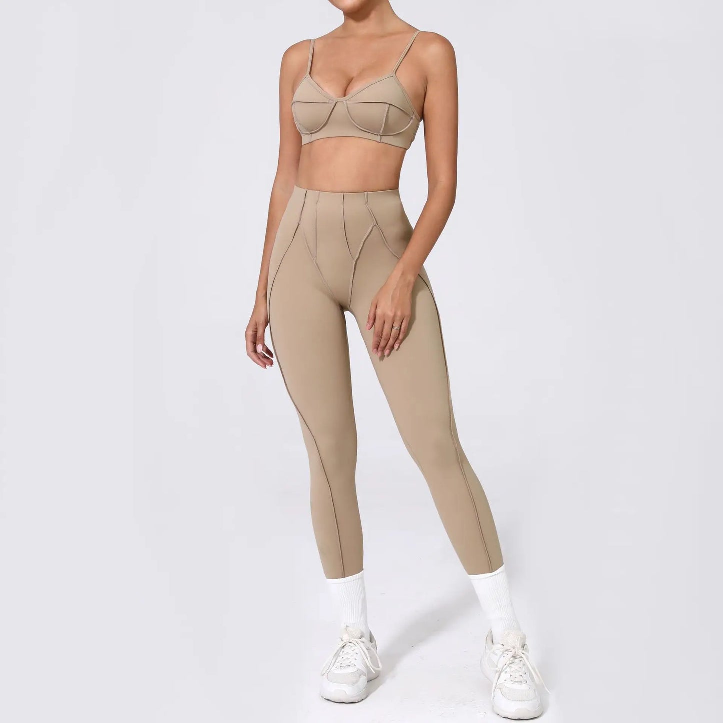 Seamless Yoga Sets Sports Fitness High Waist Hip-lifting Shapeing Trousers Backless Bra Suit Workout Gym Leggings Sets for Women