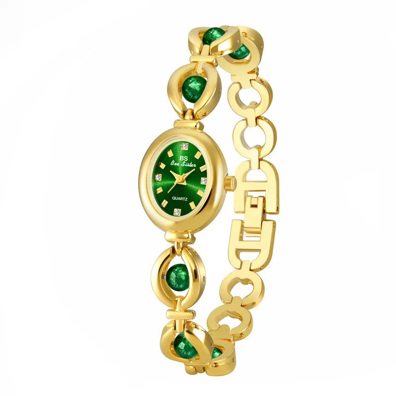 Bee Sister New Luxury Brand Women Wrist Watches Small Green Classic Stainless Steel Reloj De Mujer Fashion Watch for Ladies