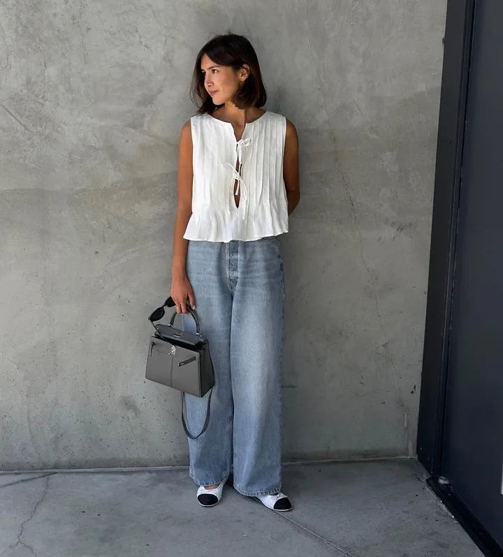 Tossy White Bandage Ribbed Tank Top Shirts For Women Hollow Out Sleeveless Slim Summer Fashion Vest Women's Lace-Up Vest Y2k Top