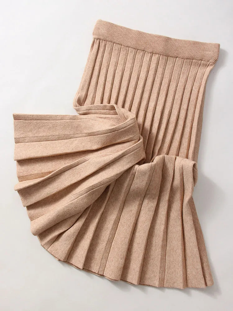 Spring Knit White Mini Pleated Skirts For Women A Line Skirt Gray High Waist Women Knitted Pleated Short Skirts Korean Fashion