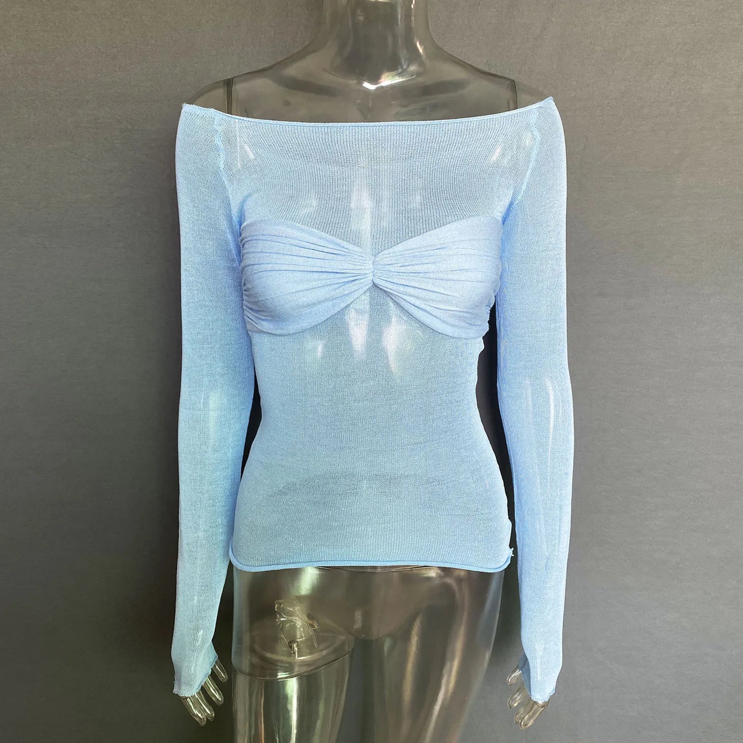 Mozision See Through Mesh Crop Top Women Pullovers Strapless Short Knit Cropped Tops Ladies Tee Shirt Sexy Off-shoulder T-shirt