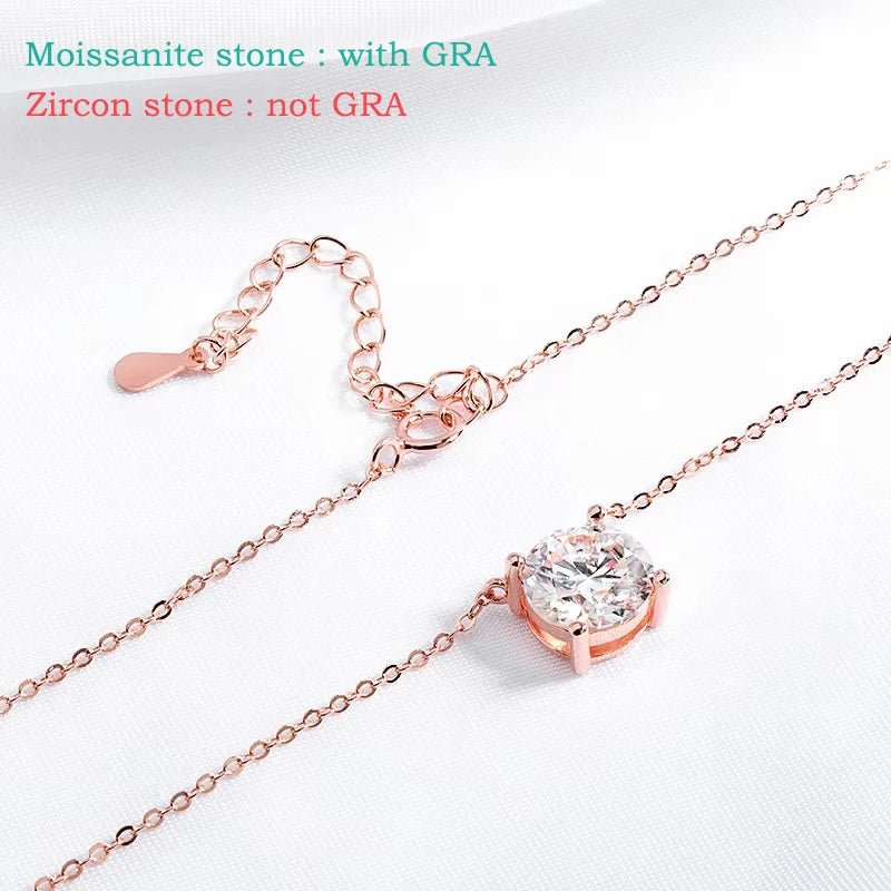 Smyoue 1-5CT Rose Gold Color Moissanite Necklace for Women D Color Sparkling Classic Lab Diamon Pendant Sterling Silver 925 GRA