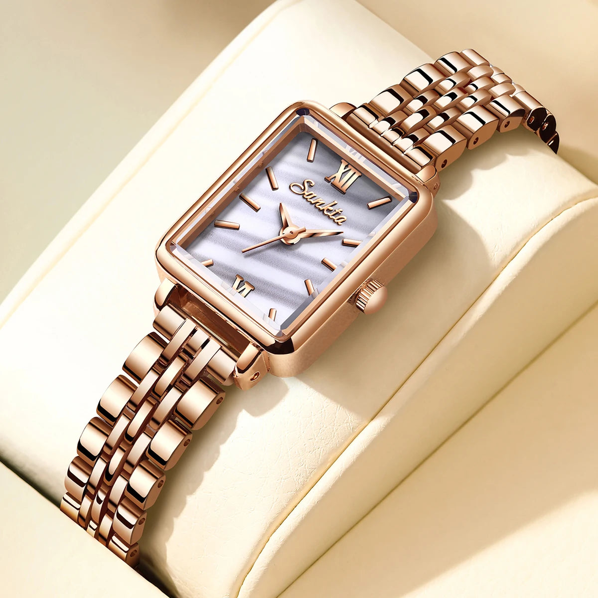 LIGE Sunkta Elegant Quartz Women Watch Simple Stainless Steel Strap Simple Square Dial Luxury Slim Fashion Casual Ladies Watches