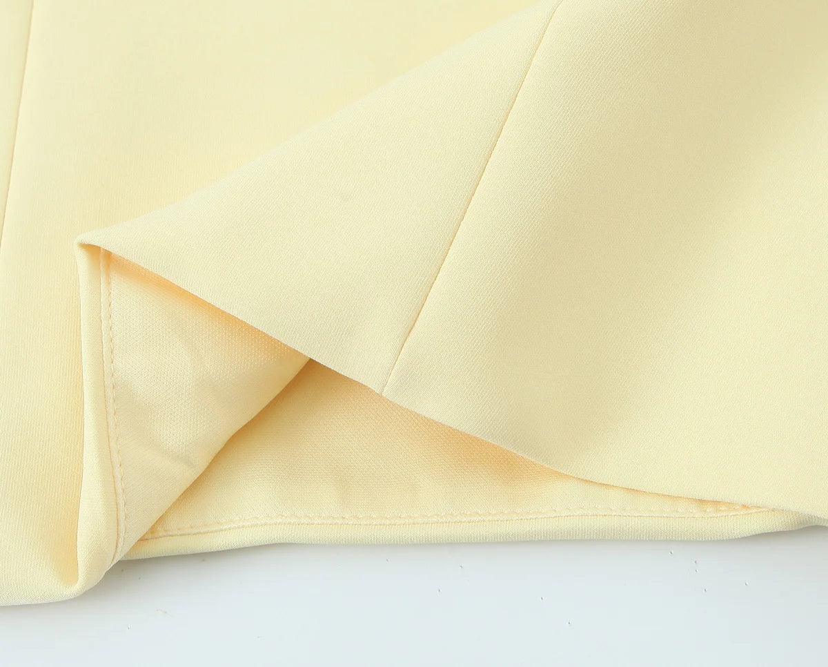 TRAFZA Summer Woman Elegant High Street Solid Side Zipper Slim Tops Women's Chic Sexy Sleeveless Bow Square Collar Sling Top