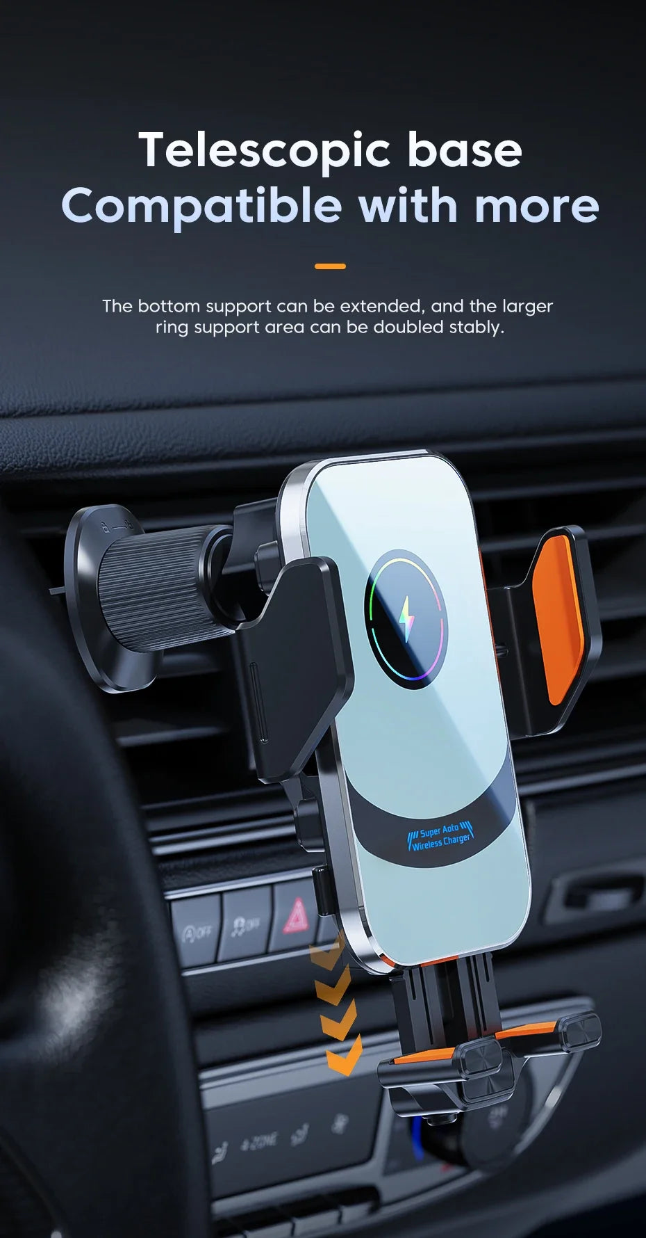 UYUXIO Wireless Car Charger Super Fast Charging Auto Clamping Air Vent Car Phone Holder for iPhone 16 15 14 Pro Max Samsung