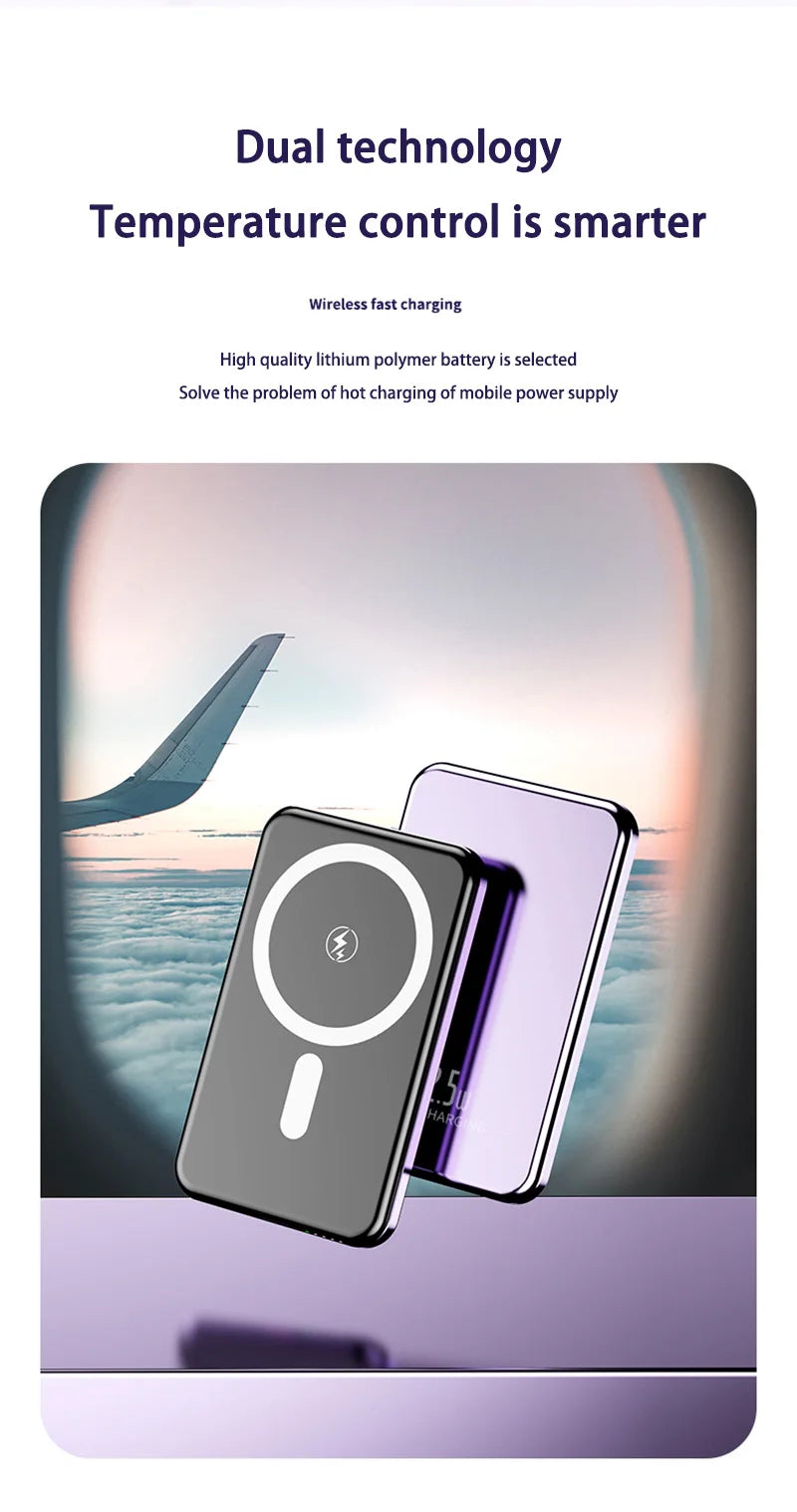Xiaomi Ultra Slim Power Bank Mac Fast Charge Auxiliary Battery 50000mAh Magnetic Magnet Wireless Charging For IPhone Samsung