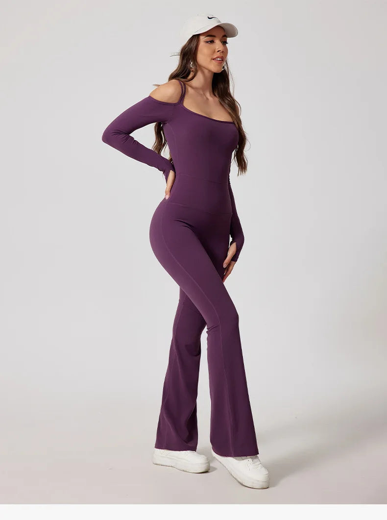 Yoga Jumpsuit Women's Gym Fitness Bodysuits Sports Overalls for Woman Tracksuit Yoga Clothing Female Flared Trousers Sportswear