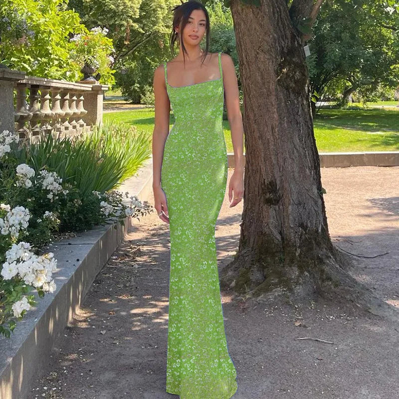 Cryptographic Cottagecore Fairy Floral Sexy Backless Maxi Dress Women Summer Party Club Slip Sundresses Outfits Clothes Vestido