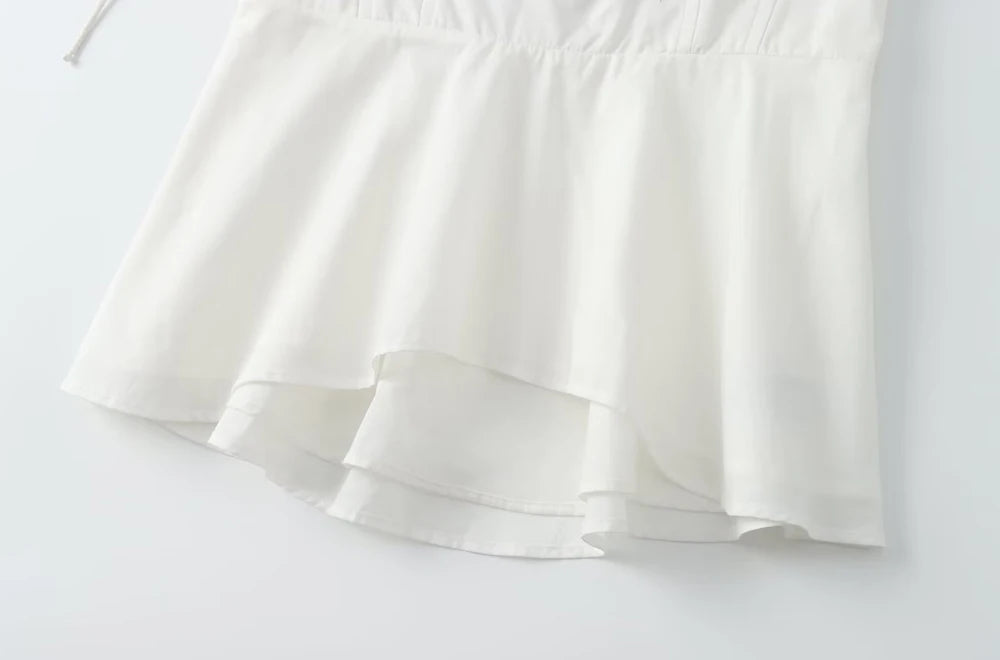 TRZA-Asymmetric Bustier Tops for Women, Sweetheart Neck, Tied Thin Straps, Side Zipper, Female Camis, Sexy Fashion