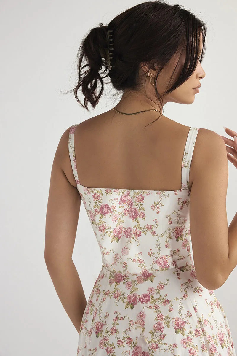 Luxury new temperament solid color fashion high-end halter dress floral dress women