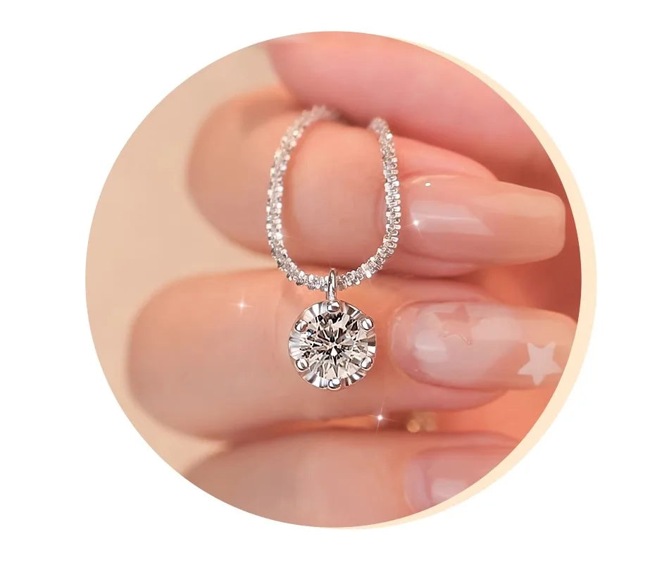 TEN CARATS 1-2CT Women's Necklace Super Sparkly D Color VVS1 Moissanite Pendant S925 sterling silver chain plated 18K white gold