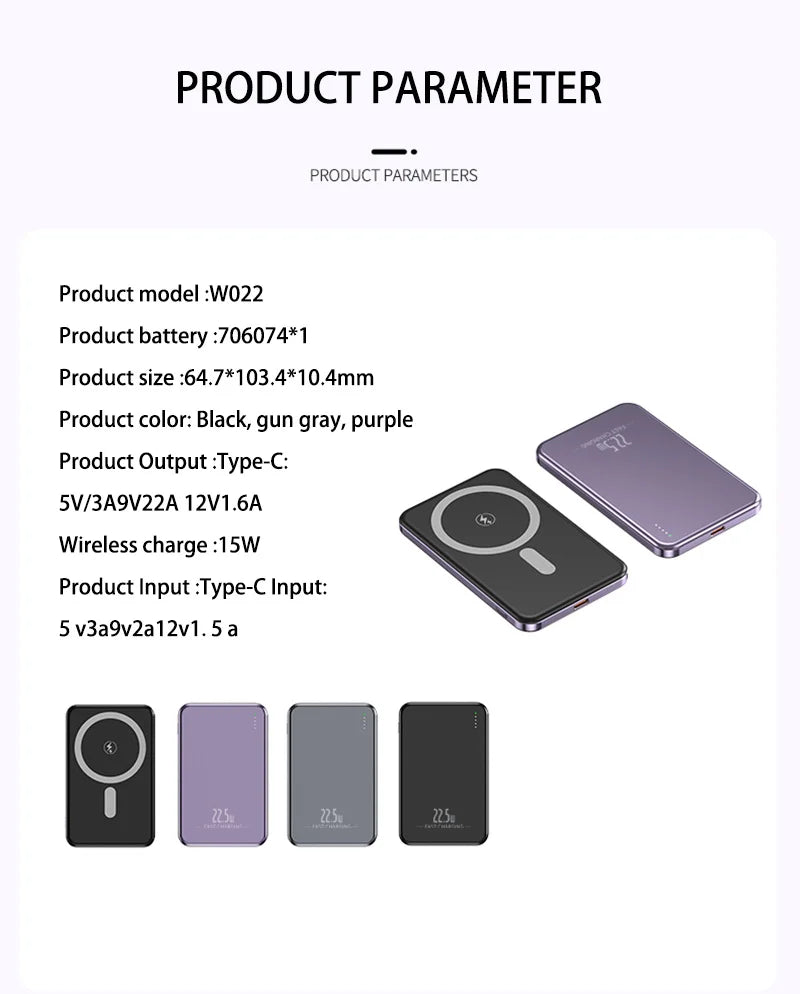 Xiaomi Ultra Slim Power Bank Mac Fast Charge Auxiliary Battery 50000mAh Magnetic Magnet Wireless Charging For IPhone Samsung