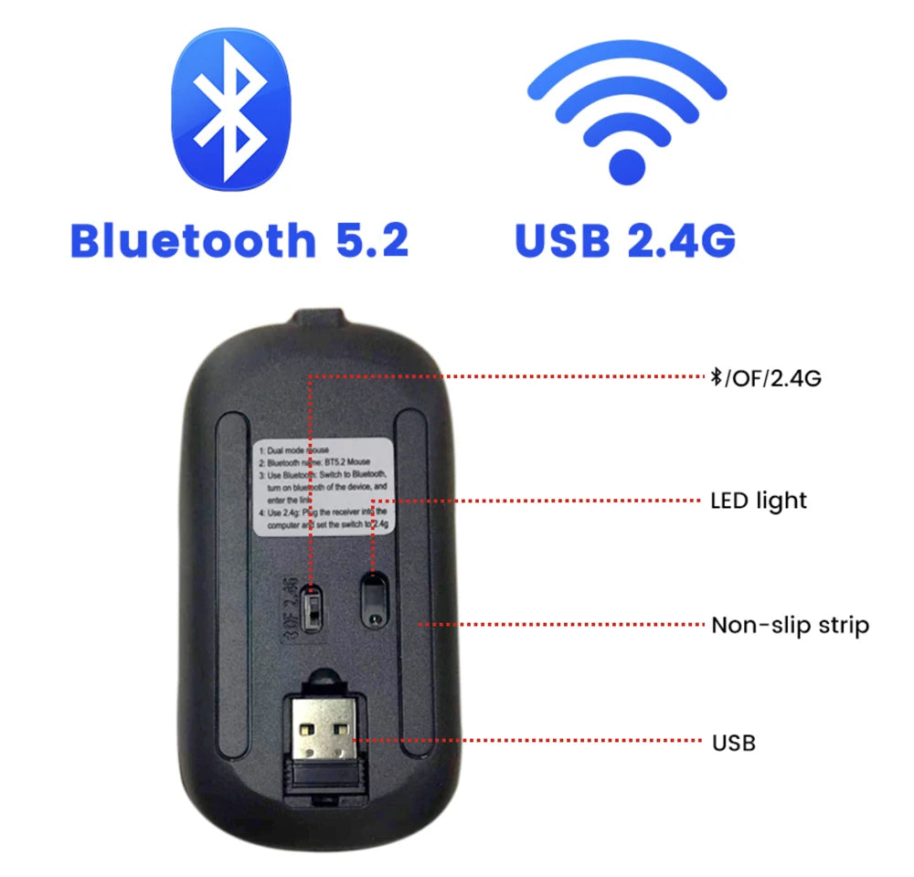 Rechargeable Wireless Mouse Bluetooth Mouse Computer Ergonomic Mini Usb Mause 2.4Ghz Silent Macbook Optical Mice For Laptop Pc