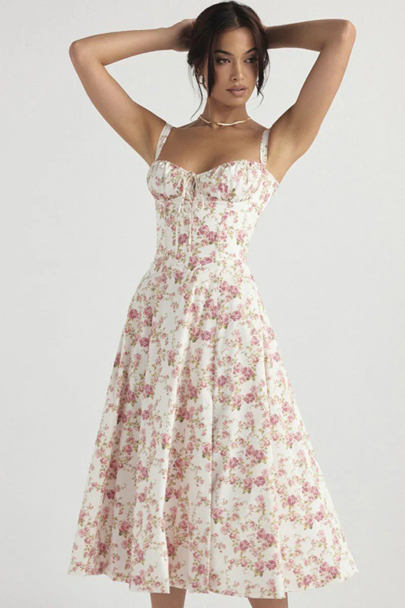 Luxury new temperament solid color fashion high-end halter dress floral dress women