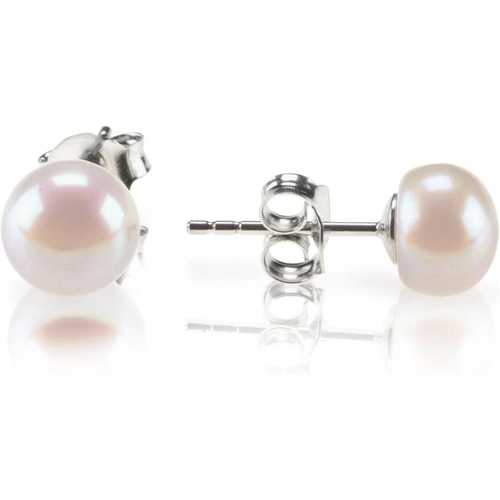 925 Silver Plated, 14K Gold Plated, AAA+ Quality Handpicked Freshwater Cultured Stud Pearl Earrings For Women Real Pearl Gift