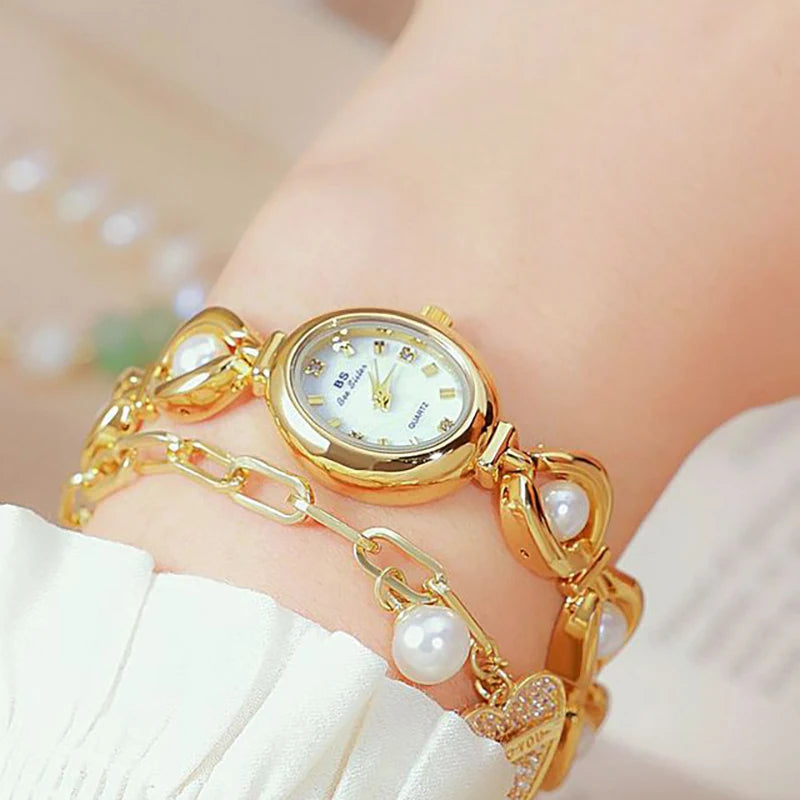 Bee Sister New Luxury Brand Women Wrist Watches Small Green Classic Stainless Steel Reloj De Mujer Fashion Watch for Ladies