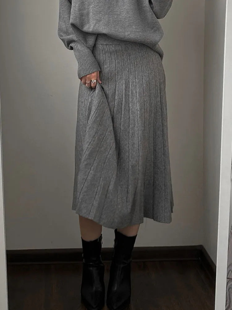 Spring Knit White Mini Pleated Skirts For Women A Line Skirt Gray High Waist Women Knitted Pleated Short Skirts Korean Fashion