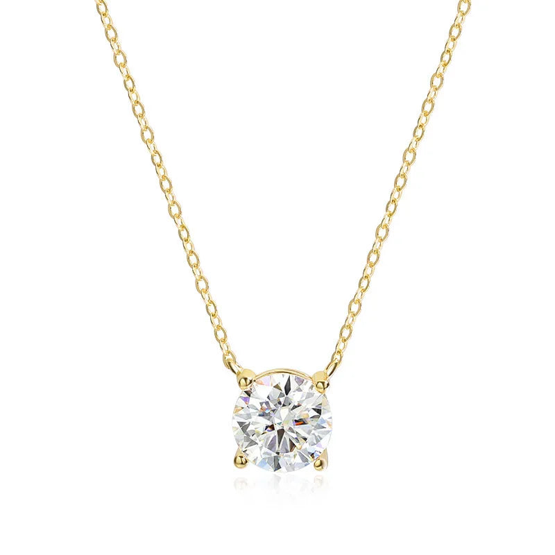 Smyoue 1-5CT Rose Gold Color Moissanite Necklace for Women D Color Sparkling Classic Lab Diamon Pendant Sterling Silver 925 GRA