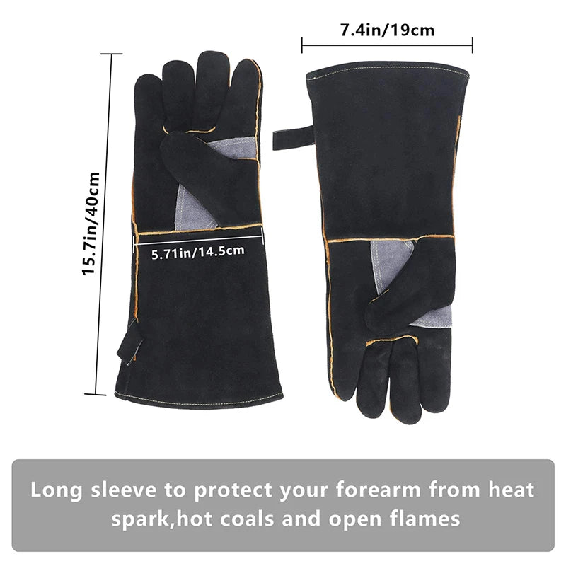 Extreme fire and heat resistant gloves, leather with kevlar stitching, perfect for fireplace, stove, oven, grill, welding