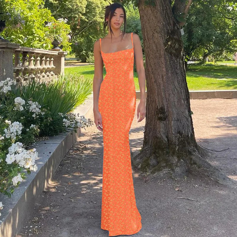 Cryptographic Cottagecore Fairy Floral Sexy Backless Maxi Dress Women Summer Party Club Slip Sundresses Outfits Clothes Vestido