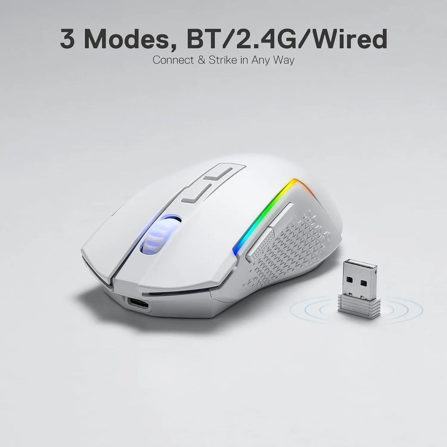 Redragon M693 Wireless/Wired BT & 2.4G Bluetooth Gaming 8000 DPI Mouse 3-Mode Connection RGB Backlight for PC/Mac/Laptop
