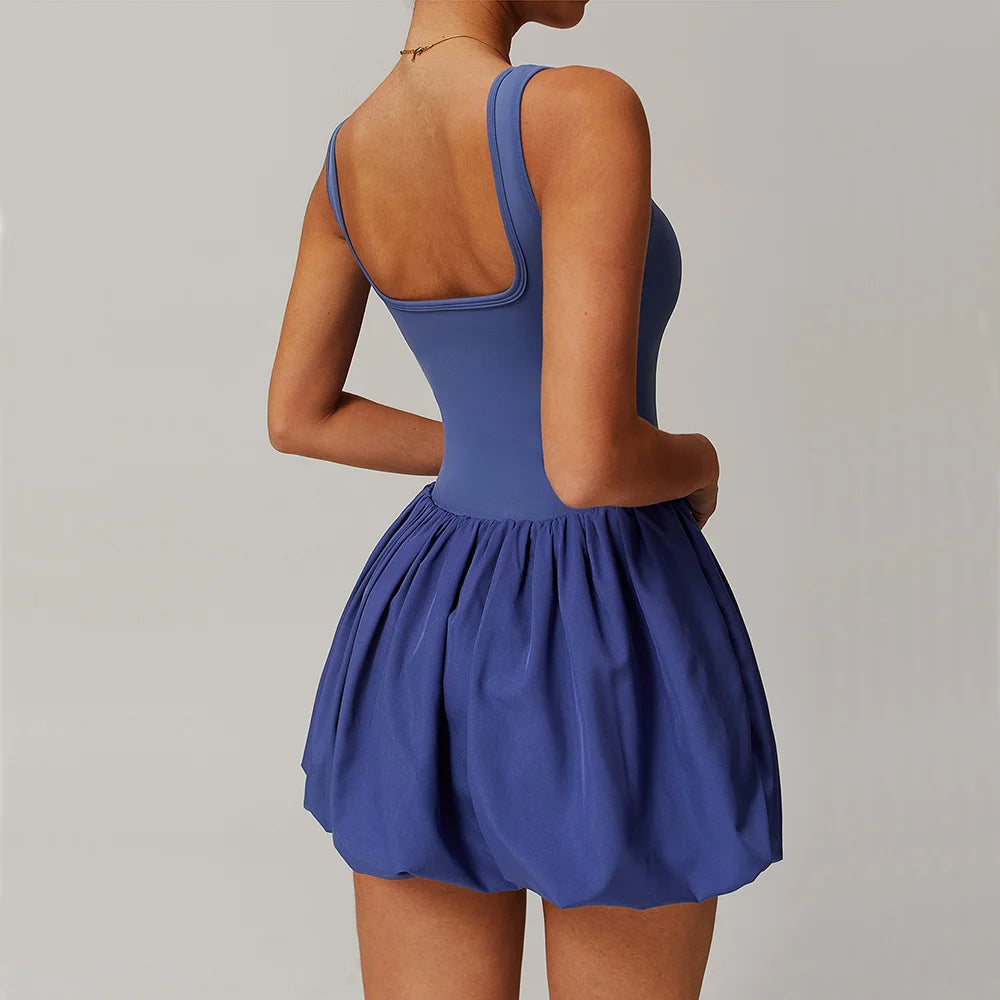 New Fake Two-piece Sports Dress Women's Anti Glare Yoga Jumpsuit Outdoor Running Fitness Tennis Skirt Workout Rompers Yoga Set