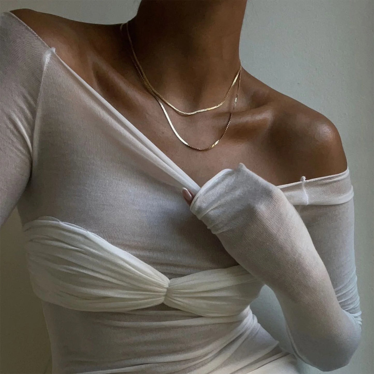 Mozision See Through Mesh Crop Top Women Pullovers Strapless Short Knit Cropped Tops Ladies Tee Shirt Sexy Off-shoulder T-shirt