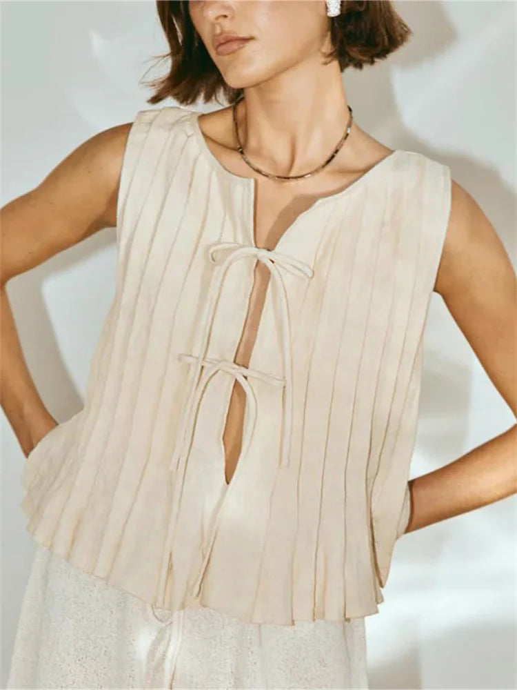 Tossy White Bandage Ribbed Tank Top Shirts For Women Hollow Out Sleeveless Slim Summer Fashion Vest Women's Lace-Up Vest Y2k Top