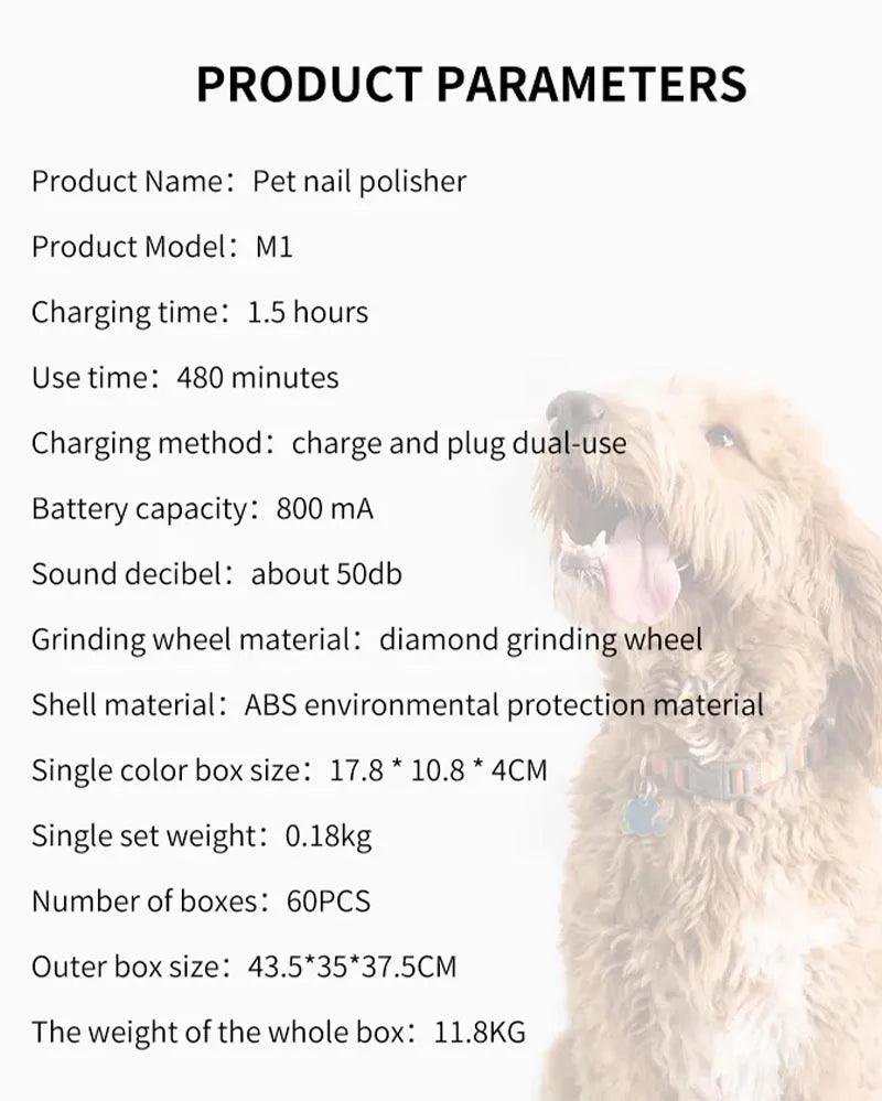 Painless Electric Dog Nail Grinder for Small Large Dog Cat Nail Clippers Pet Paws Nail Grooming USB Charging Trimmer Pet Supplie