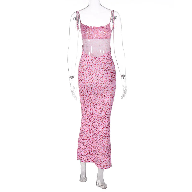 Cryptographic Cottagecore Fairy Floral Sexy Backless Maxi Dress Women Summer Party Club Slip Sundresses Outfits Clothes Vestido