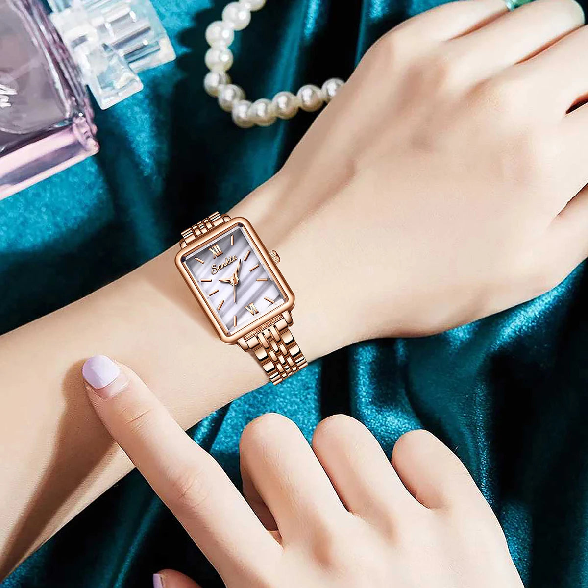 LIGE Sunkta Elegant Quartz Women Watch Simple Stainless Steel Strap Simple Square Dial Luxury Slim Fashion Casual Ladies Watches