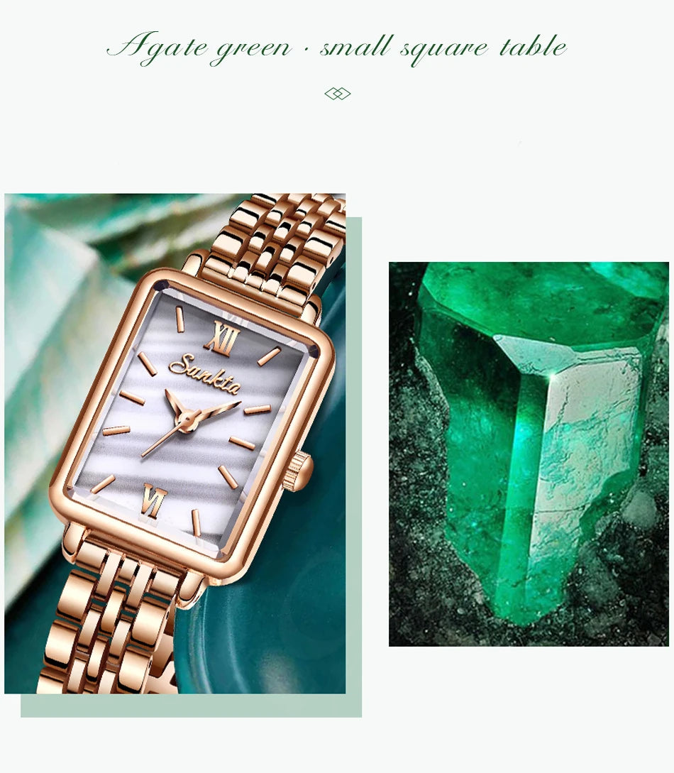 LIGE Sunkta Elegant Quartz Women Watch Simple Stainless Steel Strap Simple Square Dial Luxury Slim Fashion Casual Ladies Watches