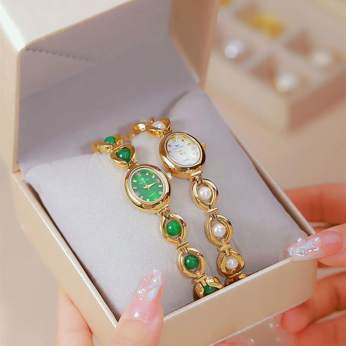 Bee Sister New Luxury Brand Women Wrist Watches Small Green Classic Stainless Steel Reloj De Mujer Fashion Watch for Ladies