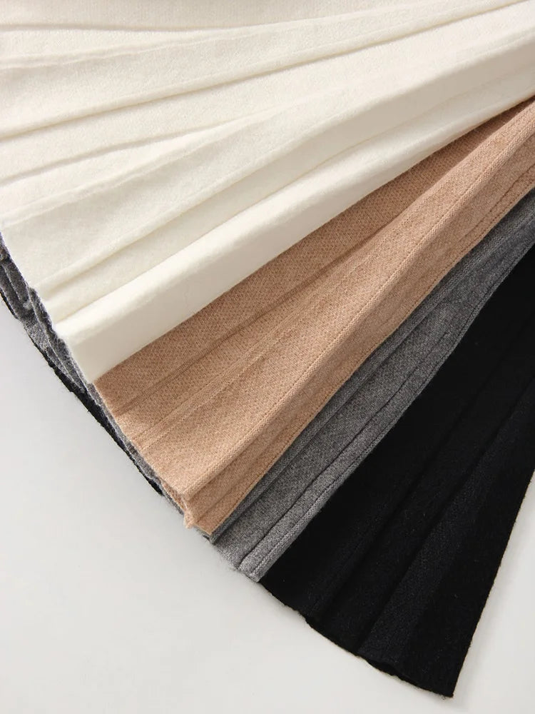 Spring Knit White Mini Pleated Skirts For Women A Line Skirt Gray High Waist Women Knitted Pleated Short Skirts Korean Fashion