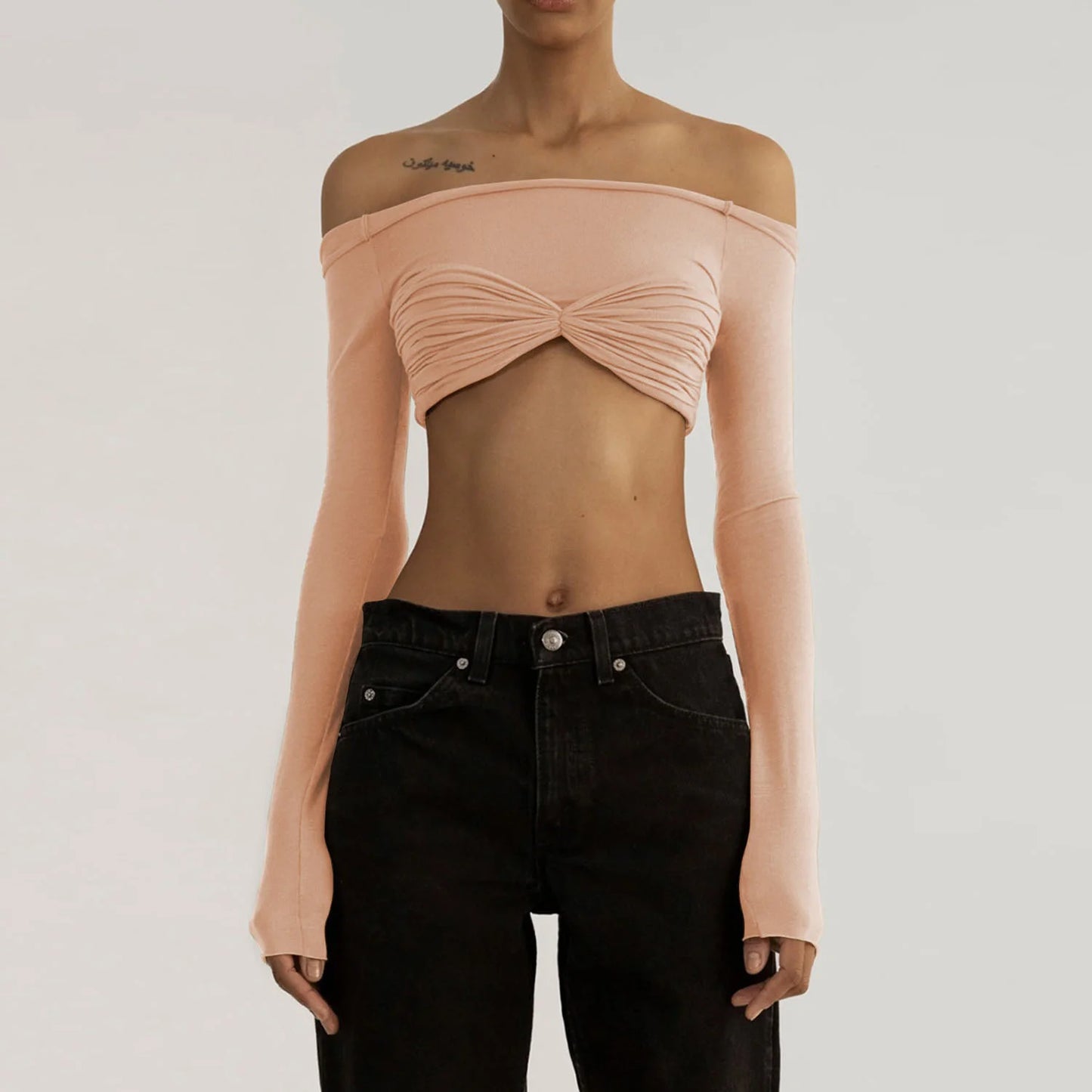 Mozision See Through Mesh Crop Top Women Pullovers Strapless Short Knit Cropped Tops Ladies Tee Shirt Sexy Off-shoulder T-shirt