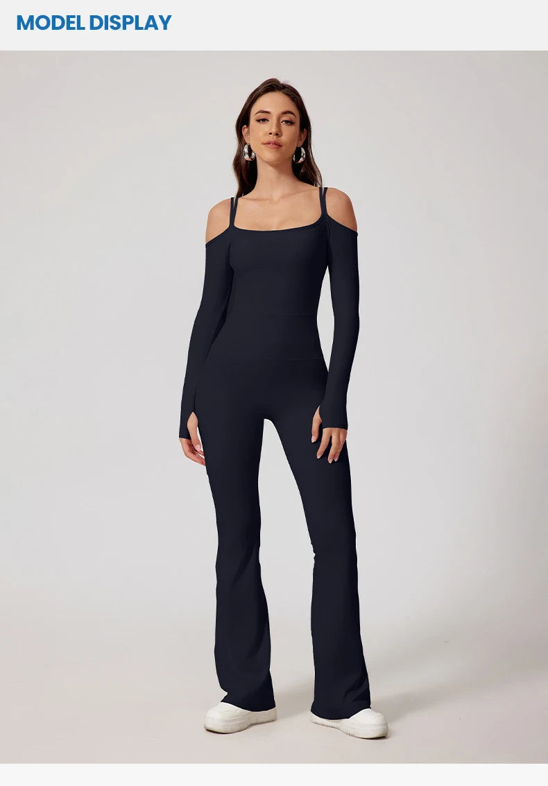 Yoga Jumpsuit Women's Gym Fitness Bodysuits Sports Overalls for Woman Tracksuit Yoga Clothing Female Flared Trousers Sportswear