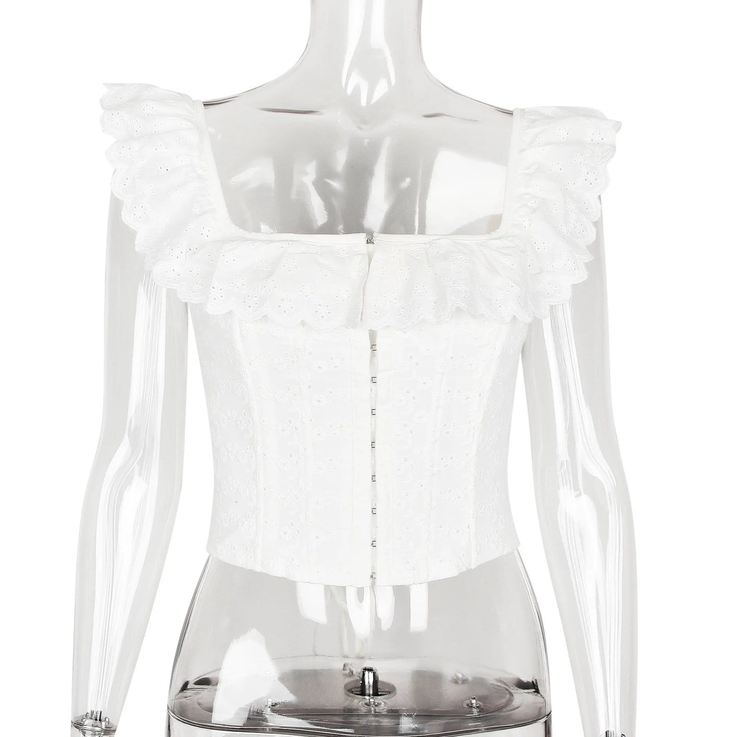 Mingmingxi Summer White Corset Top Sexy 2024 New Arrivals Summer Crop Top Women Lace Up Tanks Top