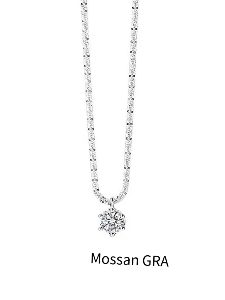 TEN CARATS 1-2CT Women's Necklace Super Sparkly D Color VVS1 Moissanite Pendant S925 sterling silver chain plated 18K white gold