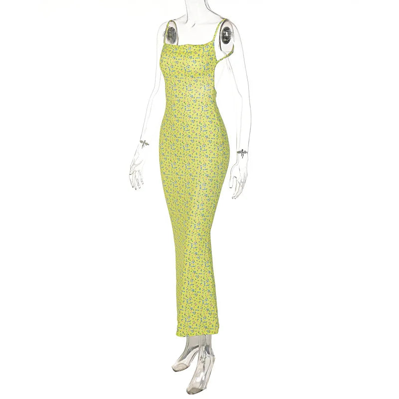 Cryptographic Cottagecore Fairy Floral Sexy Backless Maxi Dress Women Summer Party Club Slip Sundresses Outfits Clothes Vestido