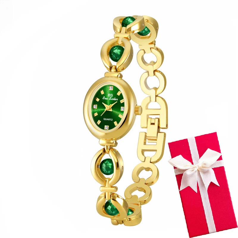 Bee Sister New Luxury Brand Women Wrist Watches Small Green Classic Stainless Steel Reloj De Mujer Fashion Watch for Ladies