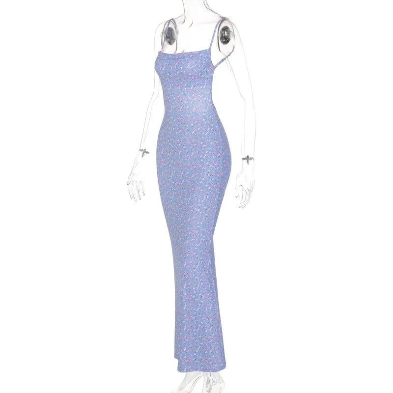 Cryptographic Cottagecore Fairy Floral Sexy Backless Maxi Dress Women Summer Party Club Slip Sundresses Outfits Clothes Vestido