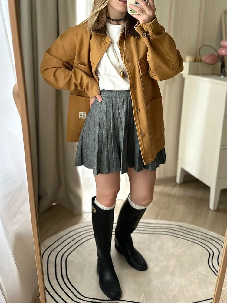 Spring Knit White Mini Pleated Skirts For Women A Line Skirt Gray High Waist Women Knitted Pleated Short Skirts Korean Fashion