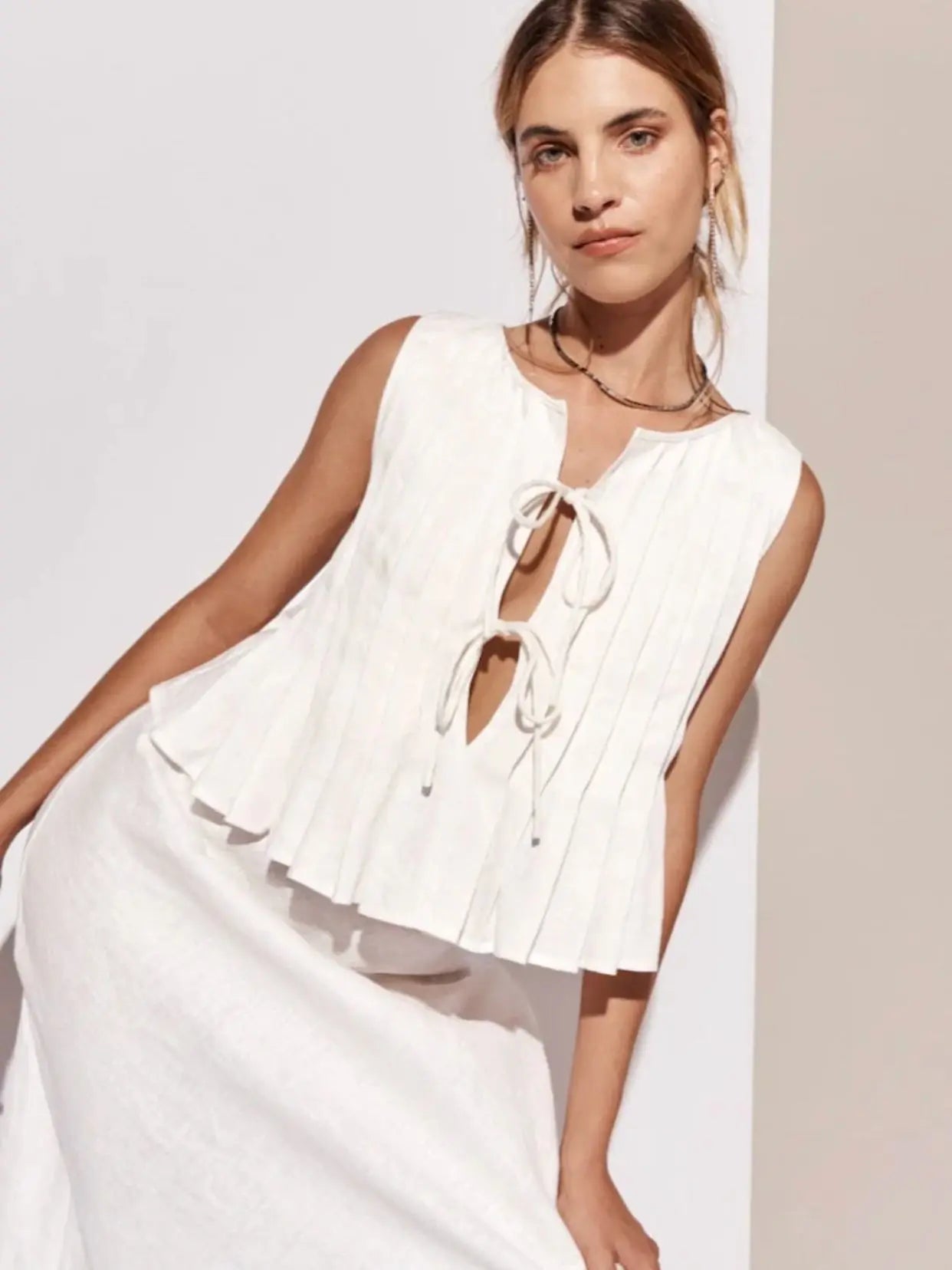 Tossy White Bandage Ribbed Tank Top Shirts For Women Hollow Out Sleeveless Slim Summer Fashion Vest Women's Lace-Up Vest Y2k Top