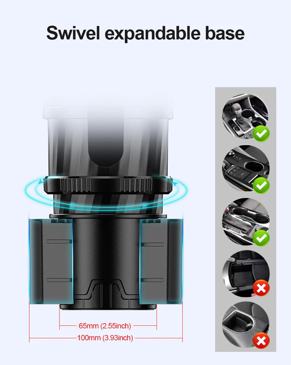 SEAMETAL 2 IN 1 Car Cup Holder Expander Adapter Base Vehicle Drinking Bottle Phone Organizer for Auto Car Styling Accessories