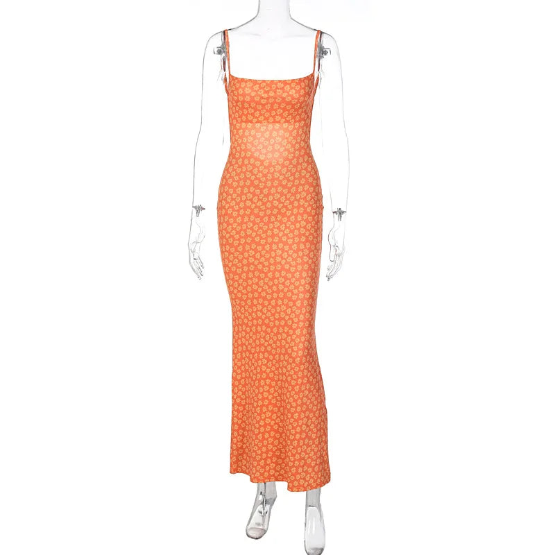 Cryptographic Cottagecore Fairy Floral Sexy Backless Maxi Dress Women Summer Party Club Slip Sundresses Outfits Clothes Vestido