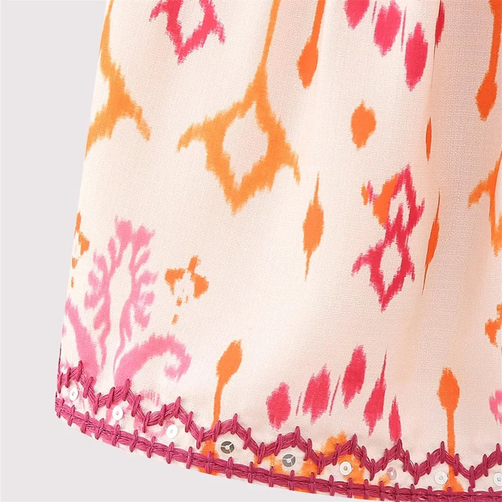 UNIZERA Autumn New Women's Fashion Versatile Sexy V-Neck Sleeveless Embroidery Beaded Print Short Top
