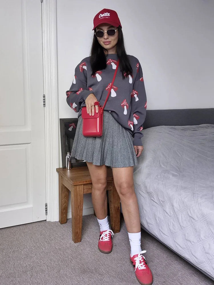 Spring Knit White Mini Pleated Skirts For Women A Line Skirt Gray High Waist Women Knitted Pleated Short Skirts Korean Fashion