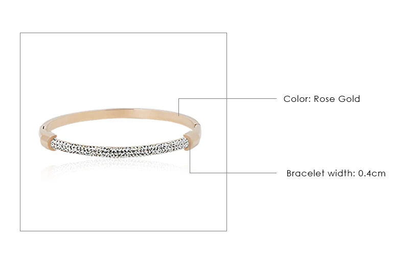 MOONLIGHT Fashion Cubic Zirconia Cuff Bangles for Women Trendy Titanium Steel Circular Classic Bracelet Female Jewelry Gift