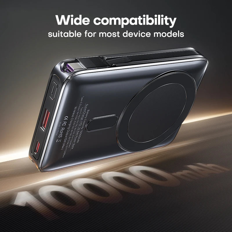 TUODES 22.5W 10000mAh Power Bank Wireless Magnetic Fast Charging Foldable Stand External Battery For iPhone 16 15 For Magsafe