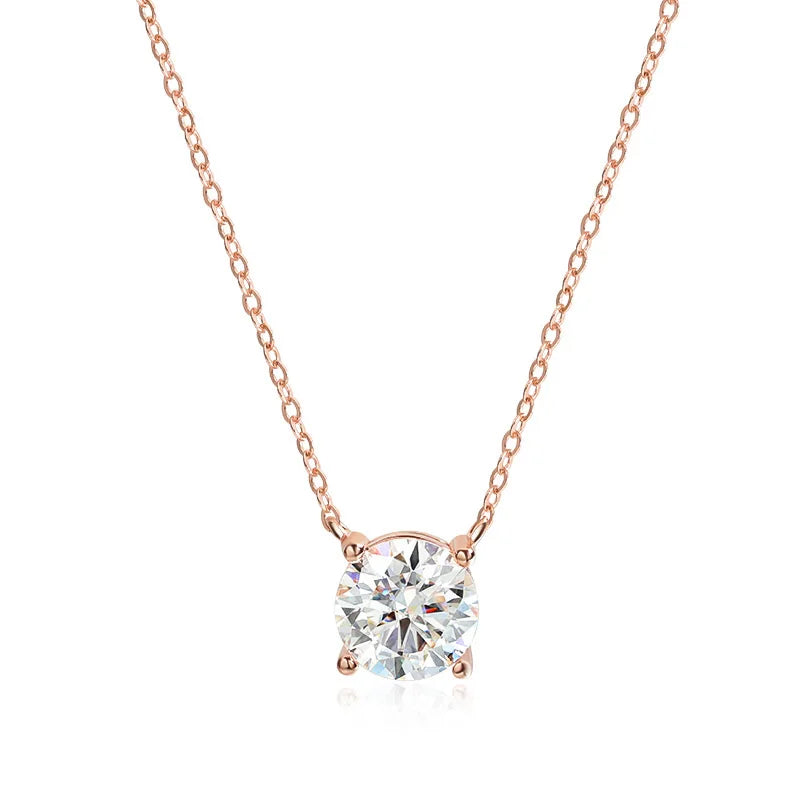 Smyoue 1-5CT Rose Gold Color Moissanite Necklace for Women D Color Sparkling Classic Lab Diamon Pendant Sterling Silver 925 GRA